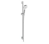 Hansgrohe Crometta - Set de douche Vario 100, 2 jets, EcoSmart 9 l/min, barre de douche de 90 cm, blanc / chrome 26538400