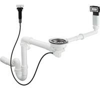 hansgrohe D16-11 : Ensemble de trop-plein et de bonde automatique pour lavabo individuel, en granit, finition chrome