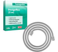 hansgrohe Designflex - Flexible de douche textile universel 2,00 m, tuyau de douche avec protection anti-pliure et écrou tournant anti-torsion, avec joints d'étanchéité, Chromé
