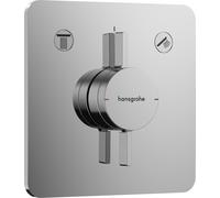 hansgrohe DuoTurn Q Mitigeur, encastré, 2 consommateurs, 2 fonctions, rosace Soft Edge, 75414000, Couleur: chrome