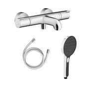 Hansgrohe Ecostat 1001 CL Mitigeur Thermostatique bain/douche + douchette à main 3 jets + flexible (13201000-CEF33C)