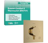 hansgrohe Ecostat Comfort E 33716990 Thermostat de douche encastré avec combinaison de sécurité, robinet de douche avec verrouillage de sécurité (SafetyStop) à 40 °C, thermostat pour 2 consommateurs