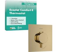 hansgrohe Ecostat Comfort E - Mitigeur de douche thermostatique, Robinet de douche encastré avec arrêt de sécurité (SafetyStop) à 40°C, Thermostat 1 sortie, Aspect doré poli, 33710990