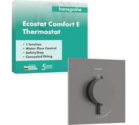 hansgrohe Ecostat Comfort E - Mitigeur de douche thermostatique, Robinet de douche encastré avec arrêt de sécurité (SafetyStop) à 40°C, Thermostat 1 sortie, Noir chromé brossé, 33710340