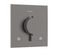 hansgrohe Ecostat Comfort E Thermostat encastré pour 2 consommateurs avec combinaison de sécurité intégrée, 33716340, Couleur: Chrome noir brossé