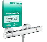 hansgrohe Ecostat Comfort - Mitigeur de douche thermostatique, Robinet de douche avec arrêt de sécurité (SafetyStop) à 40°C, Thermostat rond, 1 sortie, Chromé, 13116000