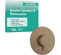 hansgrohe Ecostat Comfort S 33715140 Thermostat de douche encastré avec verrouillage de sécurité (SafetyStop) à 40 °C, thermostat de douche, mitigeur pour 2 consommateurs, bronze brossé