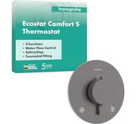 hansgrohe Ecostat Comfort S 33715340 Thermostat de douche encastré avec verrouillage de sécurité (SafetyStop) à 40 °C, pour 2 consommateurs, chrome brossé noir
