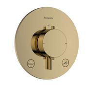 hansgrohe Ecostat Comfort S Thermostat encastré pour 2 consommateurs avec combinaison de sécurité intégrée, 33718990, Couleur: Optique en or poli
