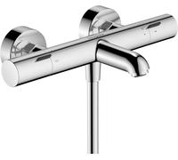 hansgrohe Ecostat Fine thermostat de baignoire, saillie 177mm, apparent, 2 consommateurs, 13325000, Couleur: chrome