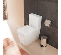 WC sur pied Hansgrohe EluPura Q 62036450 pour réservoir monobloc 650, à fleur de mur avec sortie horizontale/verticale, chasse d'eau AquaFall, effet hygiénique