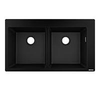 hansgrohe évier encastré 43316170880 x 510 mm, 2 cuves principales, trous pour robinetterie prédéfinis, noir graphite