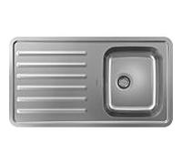 hansgrohe évier encastré 43340800895 x 485 mm, vasque à droite, égouttoir, bonde manuelle, acier inoxydable
