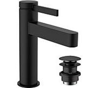hansgrohe Finoris 110 mitigeur lavabo 76024670 avec ouverture par pression match0, garniture de vidange , noir mat