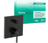 hansgrohe Finoris - Mitigeur baignoire encastré pour iBox universal, Robinet baignoire carré 2 sorties, Mitigeur monocommande, Noir chromé brossé, 76415340