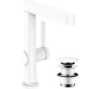 hansgrohe Finoris robinetterie de lavabo 230 avec bec pivotant et vidage Push-Open, portée 178mm, 76060700, Couleur: blanc mat