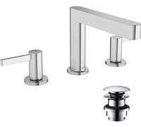 hansgrohe Finoris robinetterie de lavabo 3 trous 110 avec vidage Push-Open, portée 169mm, 76033000, Couleur: chrome