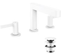 hansgrohe Finoris 110 3 trous mitigeur lavabo 76033700 avec push-open garniture de vidange , blanc mat