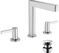hansgrohe Finoris robinetterie de lavabo 3 trous 160 avec vidage Push-Open, portée 169mm, 76034000, Couleur: chrome