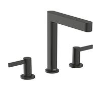hansgrohe Finoris robinetterie de lavabo 3 trous 160 avec vidage Push-Open, portée 169mm, 76034340, Couleur: Chrome noir brossé