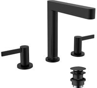 hansgrohe Finoris robinetterie de lavabo 3 trous 160 avec vidage Push-Open, portée 169mm, 76034670, Couleur: noir mat