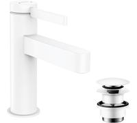 hansgrohe Finoris robinetterie de lavabo monocommande 100 avec vidage PUSH-Open, portée 126mm, 76010700, Couleur: blanc mat