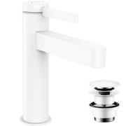 hansgrohe Finoris robinetterie de lavabo monocommande 110 avec vidage PUSH-Open, portée 139mm, 76023700, Couleur: blanc mat