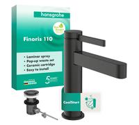 Hansgrohe Finoris - Mitigeur de lavabo, avec bonde, CoolStart, EcoSmart, chrome noir brossé 76025340