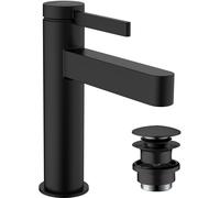 hansgrohe Finoris robinetterie de lavabo monocommande 110 CoolStart avec vidage Push-Open, portée 139mm, 76024670, Couleur: noir mat