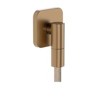 hansgrohe FixFit Fine Q - Coude de raccordement douche, Raccord de tuyau avec clapet anti-retour, Coude de raccordement mural universel, Bronze brossé, 28884140