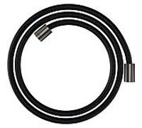 hansgrohe flexible de douche textile 28261340 1600 mm, écrou cylindrique des deux côtés, chrome noir brossé