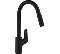 hansgrohe Focus Robinet de cuisine M41 240 31815670 avec douchette extractible, 2jets, noir mat