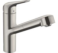 hansgrohe Focus M42 mitigeur monocommande de cuisine M42 150, bec extractible, 1 jet, 71814800, Couleur: Finition en acier inoxydable