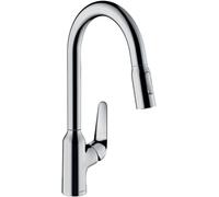 hansgrohe Focus M42 mitigeur monocommande de cuisine M42 220, douchette coulissante, 2 jets, 71800000, Couleur: chrome