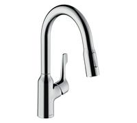 Hansgrohe Focus M43 - Mitigeur d'évier avec douchette extractible, chrome 71811000
