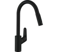 hansgrohe Focus M41 mitigeur de cuisine 240, douchette extractible, 2 jets, 31815670, Couleur: noir mat