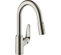 hansgrohe Focus Robinet de cuisine M42 180 2jet 71801800 avec douchette extractible, plage de rotation 360°, aspect inox