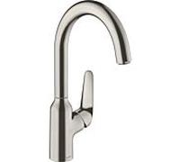 hansgrohe Focus Robinet de cuisine M42 220 1jet 71802800 aspect inox, bec orientable 360°