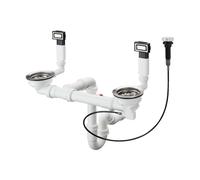 Hansgrohe - Garniture de vidage automatique et de trop-plein pour évier double, inox 43932800