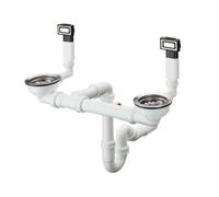 Hansgrohe - Garniture de vidage et de trop-plein pour évier double, inox 43922800