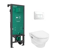 Hansgrohe GladeLake S - Set de bâti-support, cuvette GladeLake S et abattant, plaque de déclenchement iFrame Original Q, blanc 60301450