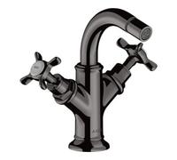 hansgrohe AXOR Mélangeur bidet Montreux 2 poignées, garniture de vidage, 16520330, Couleur: Chrome noir poli