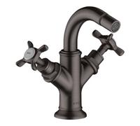 hansgrohe AXOR Mélangeur bidet Montreux 2 poignées, garniture de vidage, 16520340, Couleur: Chrome noir brossé