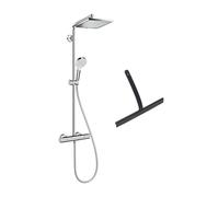 Hansgrohe - Hansgrohe Colonne de douche Crometta E 240 EcoSmart + raclette de douche avec crochet de suspension, noir mat (27281000-HSC)