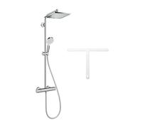 Hansgrohe - Hansgrohe Colonne de douche Crometta E 240 EcoSmart + raclette de douche silicone, crochet de suspension, blanc (27281000-HSB)