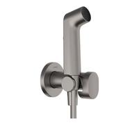 hansgrohe Bidette Douchette à main 1jet S EcoSmart pour eau froide, avec support de douche et flexibles de douche 125cm, 29230340, Couleur: Chrome noir brossé