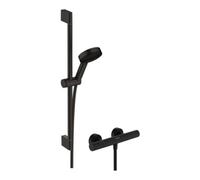 Hansgrohe Ensemble de douche Pulsify Select S – Mitigeur thermostatique, 3 jets, EcoSmart, noir mat