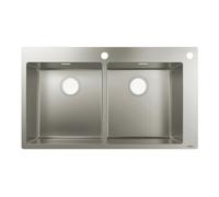Hansgrohe hansgrohe Évier encastré S712-F765 370/370 845x480mm, 2 cuves, mitigeur haut et bas, ES Quantité:1