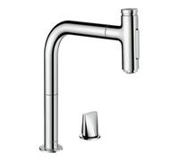 Hansgrohe Mitigeur de cuisine Metris Select M71 - pivotant, douchette extractible, 2 jets, chrome