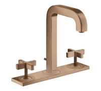 hansgrohe AXOR Citterio Mélangeur lavabo 3 trous AXOR 170, vidage escamotable, bec verseur 140mm, poignées croisées, plaque de fixation, 39134310, Couleur: Or rouge brossé
